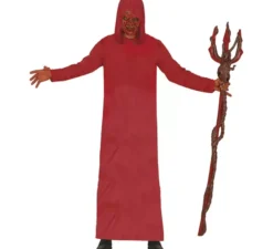 Costume da demone con cappuccio rosso per adulti