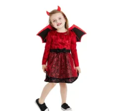 Costume da diavoletto rosso con fascia e ali per neonato e bambina