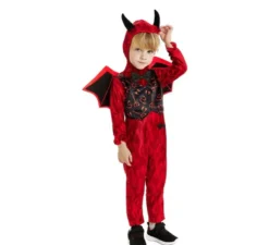 Costume da diavoletto rosso con fascia e ali per neonato e bambino