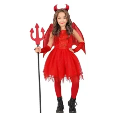 Costume da diavolo con ali e corna per bambina