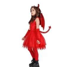 Costume da diavolo con ali e corna per bambina