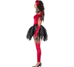 Costume da diavolo rosso e nero con ali per donna
