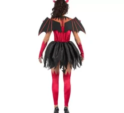 Costume da diavolo rosso e nero con ali per donna