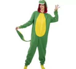 Costume da dinosauro Kugurumi verde e giallo per adulto