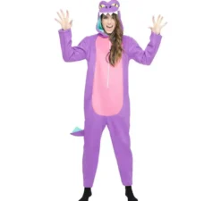 Costume da dinosauro lilla per una donna
