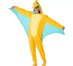 Costume da dinosauro pterodattilo giallo per adulto