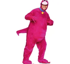 Costume da dinosauro rosa per un uomo