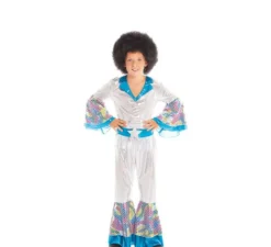 Costume da Disco Boy argentato e blu per bambino