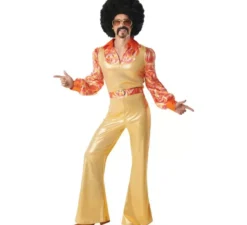 Costume da Disco Boy dorato anni '70 da uomo