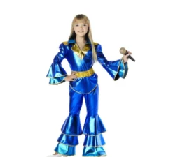 Costume da discoteca anni '70 blu per bambina