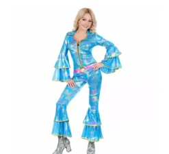 Costume da discoteca blu anni '70 per donna