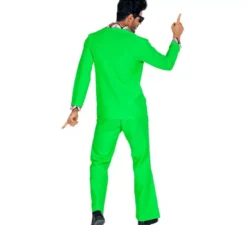 Costume da discoteca da uomo verde neon anni '70