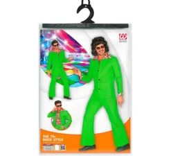 Costume da discoteca da uomo verde neon anni '70