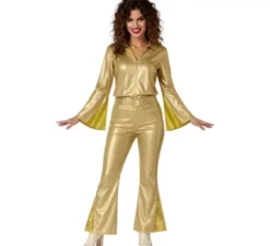 Costume da discoteca dorato da donna