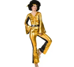 Costume da discoteca dorato per donna