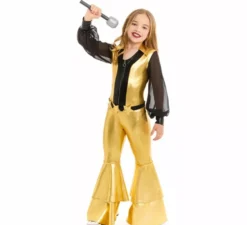 Costume da discoteca dorato per ragazza