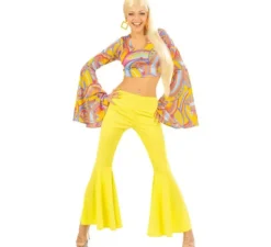 Costume da discoteca giallo anni '70 per donna