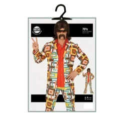 Costume da discoteca multicolore degli anni '70 per uomo