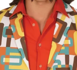 Costume da discoteca multicolore degli anni '70 per uomo