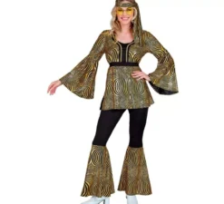Costume da discoteca onde dorate anni '70 per donna