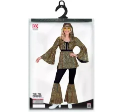 Costume da discoteca onde dorate anni '70 per donna