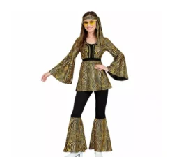 Costume da discoteca onde dorate anni '70 per donna