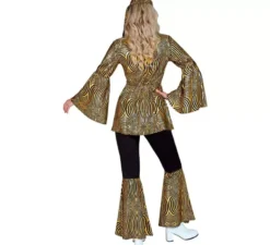 Costume da discoteca onde dorate anni '70 per donna