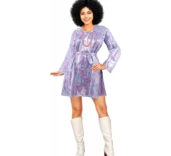 Costume da discoteca psichedelico lilla per donna