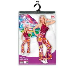 Costume da discoteca viola anni '70 per donna