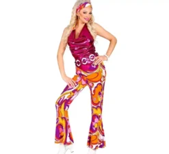 Costume da discoteca viola anni '70 per donna