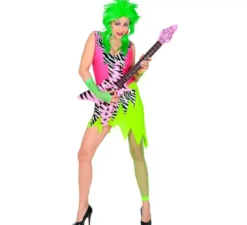 Costume da donna con stampa animalier da rock star anni '80