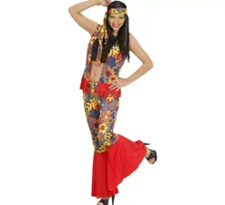 Costume da donna hippie con nastro e medaglione per donna