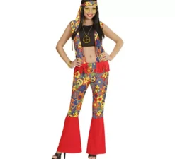 Costume da donna hippie con nastro e medaglione per donna