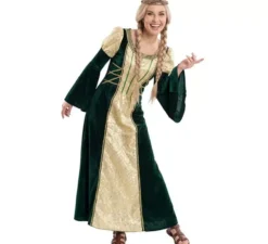 Costume da donna medievale verde per donna