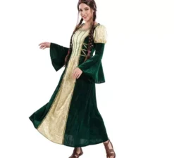 Costume da donna medievale verde per donna