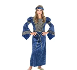 Costume da donna rinascimentale blu e oro per bambina