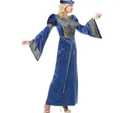 Costume da donna rinascimentale blu e oro per donna