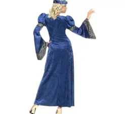 Costume da donna rinascimentale blu e oro per donna