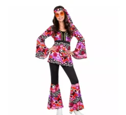 Costume da donna svasato Bubbles rosa anni '70