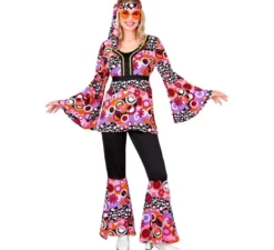 Costume da donna svasato Bubbles rosa anni '70