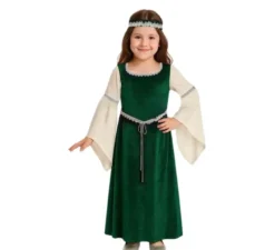Costume da donna verde medievale per bambina