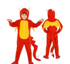 Costume da drago rosso con coda per bambino