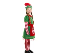 Costume da Elfa polare in abito verde e rosso per bambina
