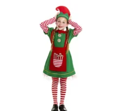 Costume da Elfa polare in abito verde e rosso per bambina