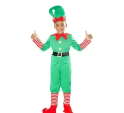 Costume da Elfo aiutante di Babbo Natale con cappello per bambino