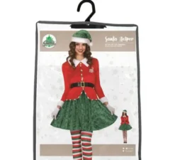 Costume da elfo aiutante di Babbo Natale con cintura per donna
