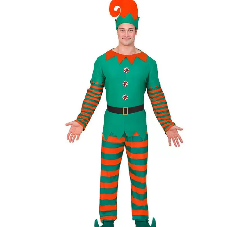 Costume da elfo arancione e verde per uomo