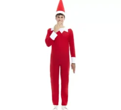 Costume da elfo cattivo di Natale o tuta con cappello per adulti