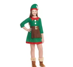 Costume da Elfo di Natale Aiutante di Babbo Natale per bambina