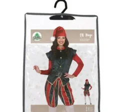 Costume da Elfo Paggio verde e rosso con cappello per donna